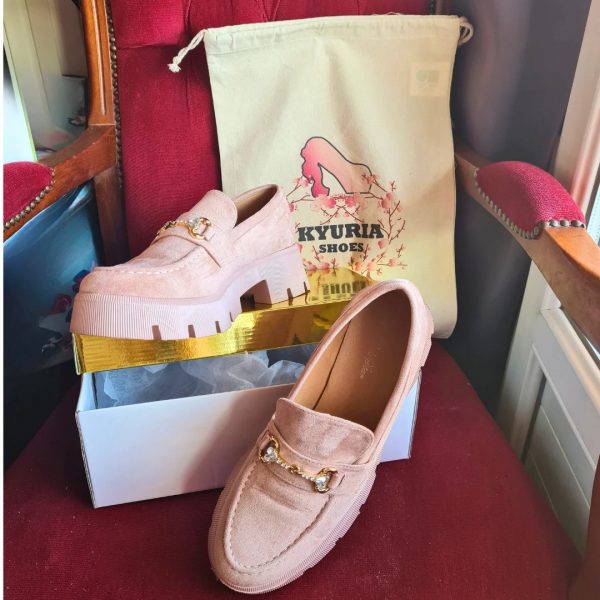 Mocassin confort rose clair pour petit pieds large – Image 3